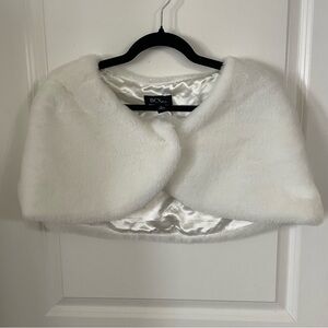 BCX White Faux Fur Shrug